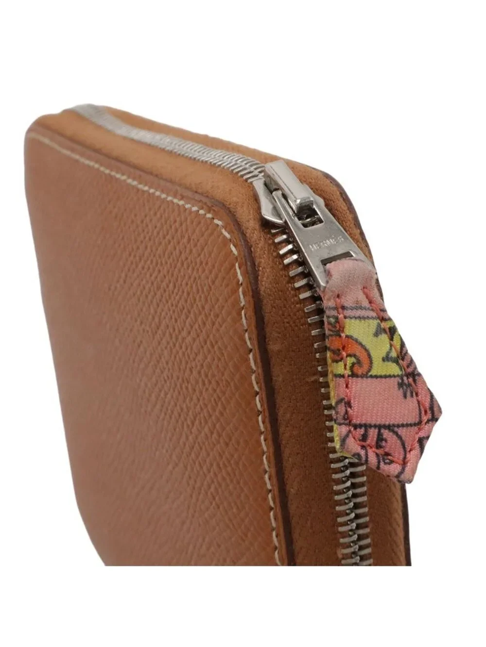Hermes Azap Silk'in Compact Coin Purse Zip Around Veau Epsom Cognac
